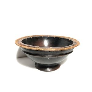 Handcrafted Dark Brown Wooden Pedestal Bowl